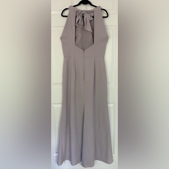 Jenny Yoo Dress NWOT Crepe High Neck Halter Bridesmaid Wedding Dress Taupe  16